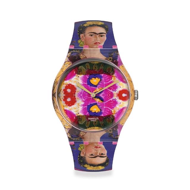 【SWATCH】龐畢度藝術中心聯名 框架 自畫像 卡羅 Frida Kahlo New Gent 原創系列 手錶 瑞士錶 錶(41mm)