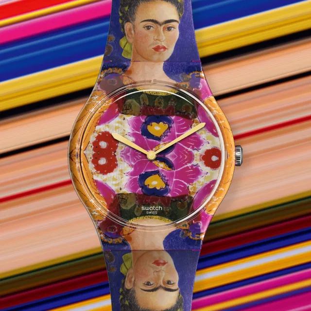 【SWATCH】龐畢度藝術中心聯名 框架 自畫像 卡羅 Frida Kahlo New Gent 原創系列 手錶 瑞士錶 錶(41mm)