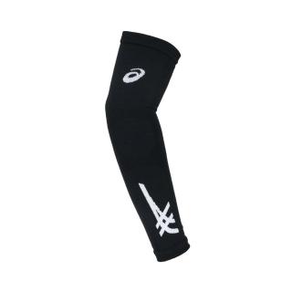 【asics 亞瑟士】排球壓力袖套-臺灣製 慢跑 單車 自行車 臂套 亞瑟士 黑白(3053A125-001)