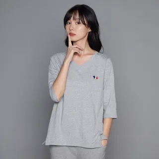 【YVONNE 以旺傢飾】三色梗犬繡花V領七分袖上衣(迷霧灰L)