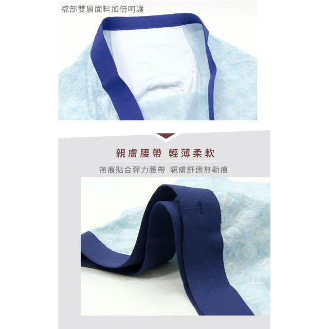 【jowear 究】菱格紋超透氣 淺藍莫代爾紡棉 平口無痕男內褲(L4004)