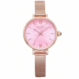 【LOLA ROSE】LOLA ROSE 英式LONDON的美感時尚優質米蘭式腕錶-大理石粉紅+玫瑰金-LR4098