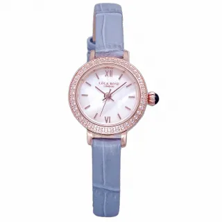 【LOLA ROSE】LOLA ROSE 英式LONDON的美感時尚優質皮革腕錶-晶鑽白貝+土耳其灰-LR2202
