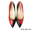 【TINO BELLINI 貝里尼】極簡撞色羊皮尖頭6.5CM跟鞋FSDT0008(紅)