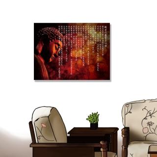 【24mama 掛畫】單聯式 油畫布 佛 禪 冥想 雕像 宗教 古董 安寧 無框畫-80x60cm(般若波羅密多心經)