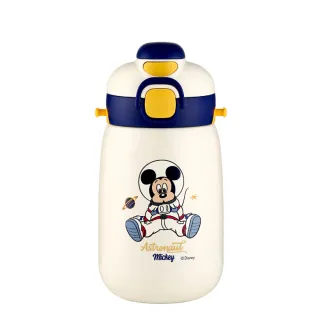 【Disney 迪士尼】316不鏽鋼背帶式一蓋兩用兒童保溫杯-420ml(吸管直飲保溫瓶)