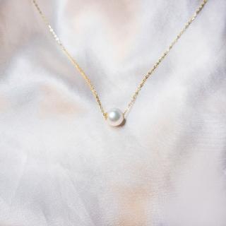 【Elegant 珍愛宣言】時來運轉18K金Akoya海水珍珠項鍊(珍珠飾品 18K金項鍊 天然珍珠)