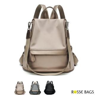 【Rosse Bags】韓版休閒百搭防潑水牛津布後揹包(現+預 黑色 / 卡其色 / 灰色)