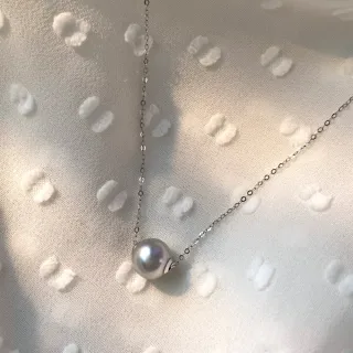 【Elegant 珍愛宣言】時來運轉18K白K金Akoya真多麻珍珠鎖骨項鍊(珍珠項鍊 日本海水珍珠 18