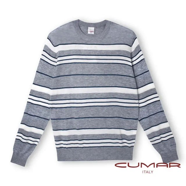 【CUMAR】男裝長袖圓領橫條毛衣/219602(多色可選)