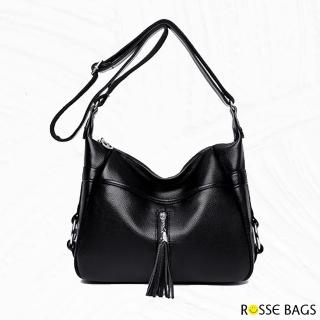 【Rosse Bags】流蘇拉鏈肩背手提肩背包(現+預 黑色)