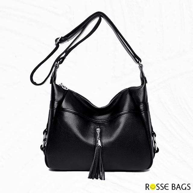 【Rosse Bags】流蘇拉鏈肩背手提肩背包(現+預  黑色)