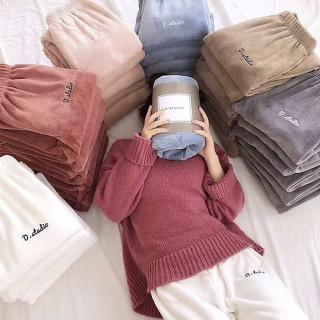 【BBHONEY】日系保暖法蘭絨長褲 居家休閒暖暖燈籠褲(網美必備款)