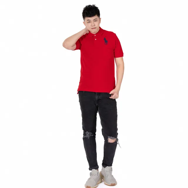 【RALPH LAUREN】RL POLO 經典刺繡大馬短袖POLO衫 上衣-青年款-紅色(百搭爆款/精選舒適/平輸品)