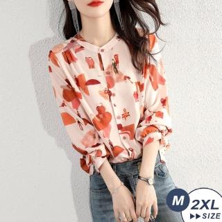 【LANNI 藍尼】現貨 浪漫小日子印花雪紡上衣※(長袖上衣/襯衫/印花襯衫/售完不補)