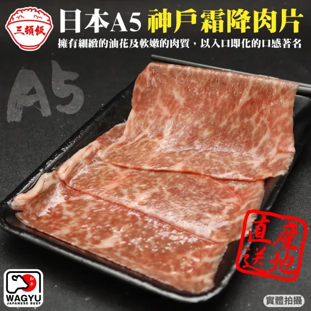 【三頓飯】日本A5神戶霜降肉片(3盒_100g/盒)