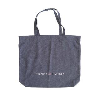 【TOMMY HILFIGER】TOMMY 經典刺繡文字Logo背包袋-丹寧藍色(平輸品/)