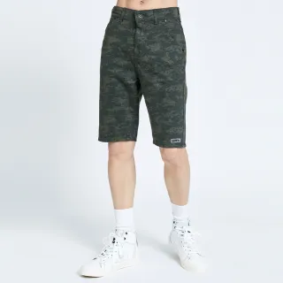 【EDWIN】男裝 大尺碼-JERSEYS迦績EJ2棉涼感迷彩牛仔短褲(墨綠色)
