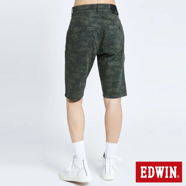 【EDWIN】男裝 大尺碼-JERSEYS迦績EJ2棉涼感迷彩牛仔短褲(墨綠色)
