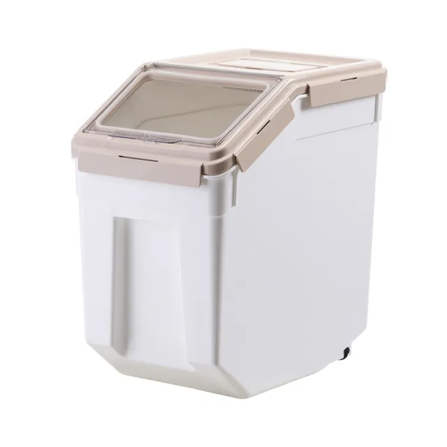 【Ashley House】30L-密封式多功能掀蓋防潮飼料桶米桶存糧箱(附輪)