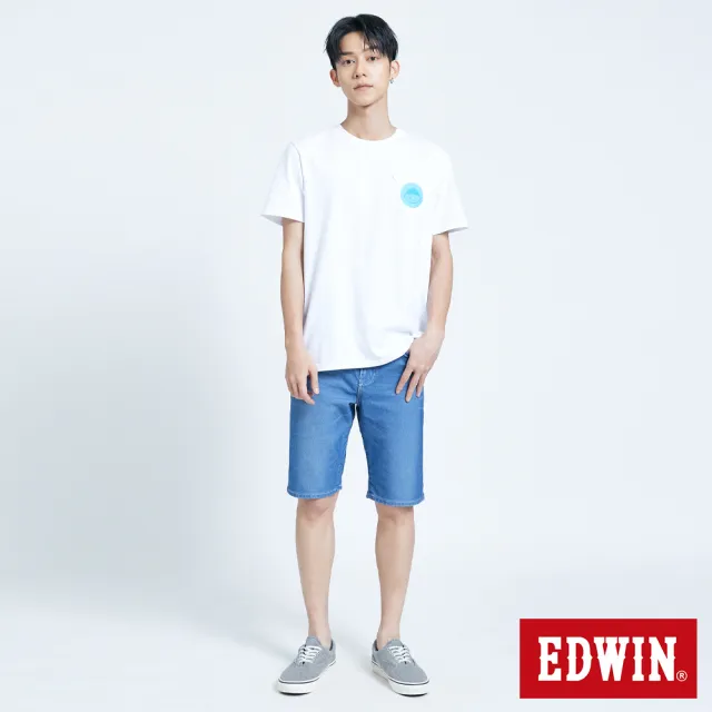 【EDWIN】男裝 大尺碼-JERSEYS迦績EJ3透氣牛仔短褲(拔淺藍)