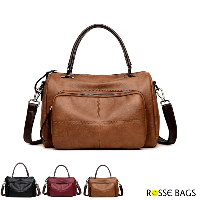 【Rosse Bags】實用復古風波士頓包(現+預  黑色 / 酒紅色 / 棕色)