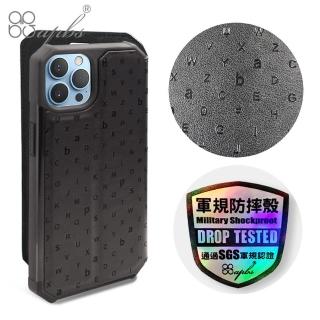 【apbs】iPhone 13 Pro Max / 13 Pro / 13 浮雕感軍規防摔立架皮套(Letter)