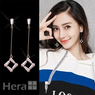 【HERA 赫拉】方形簍空水晶吊墜耳針 H111021607(飾品)