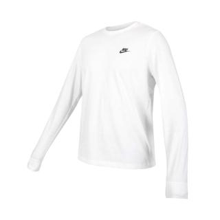 【NIKE 耐吉】男圓領長袖T恤-純棉 休閒 慢跑 上衣 白黑(AR5194-100)