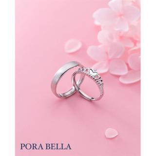 【Porabella】925純銀鋯石對戒-皇冠 情侶對戒 ring