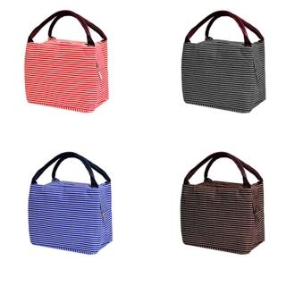 【PS Mall】條紋印花保溫包 保冷袋 保冰包 保冰袋 便當袋 野餐手提袋(J149)