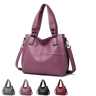【Rosse Bags】大容量簡約拼接肩背包(現+預  灰色／黑色／紅色／紫色)