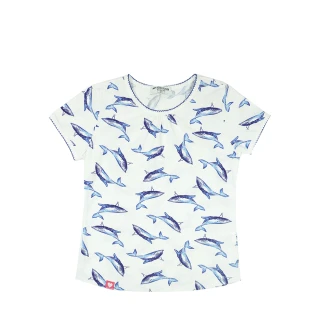 【MCGREGOR 瑪格麗格】鯨魚圖案針織印花圓領T恤-女童款(181764)
