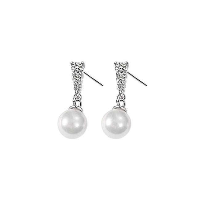 【Porabella】925純銀垂墜人工珍珠耳環 earrings