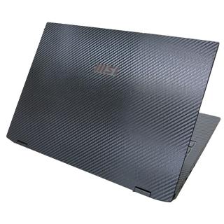 【Ezstick】MSI 微星 Summit E16Flip A11UCT A11MT 黑色卡夢紋機身貼(含上蓋貼、鍵盤週圍貼、底部貼)