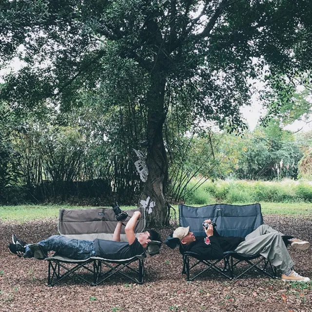 【NUIT 努特】LOVE樂芙低腳雙人椅 海系藍 雙人沙發 對對椅 摺疊椅 折合椅 折疊 小車廂 耐重160KG(NTC95SB)