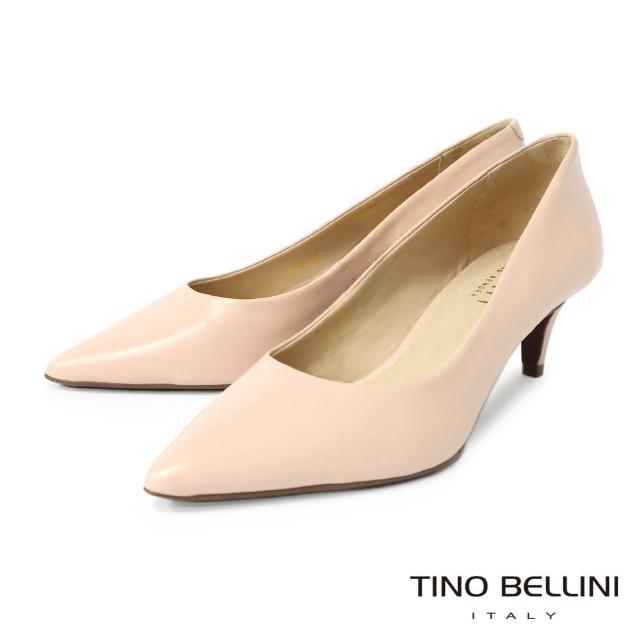 【TINO BELLINI 貝里尼】巴西進口牛皮尖頭5.5CM跟鞋FSDV0003(粉)