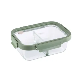 【CorelleBrands 康寧餐具】文青款 分隔長方形全可拆玻璃保鮮盒990ml