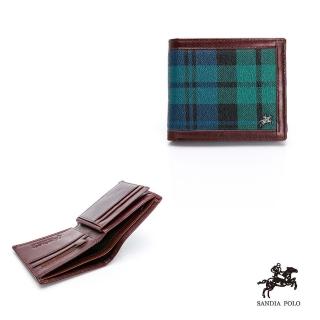 【DF BAGSCHOOL】SANDIA POLO系列經典格紋多功能牛皮活動式相片短夾
