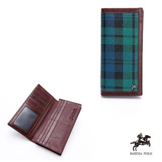 【DF BAGSCHOOL】SANDIA POLO系列經典格紋多卡位牛皮二折式長夾