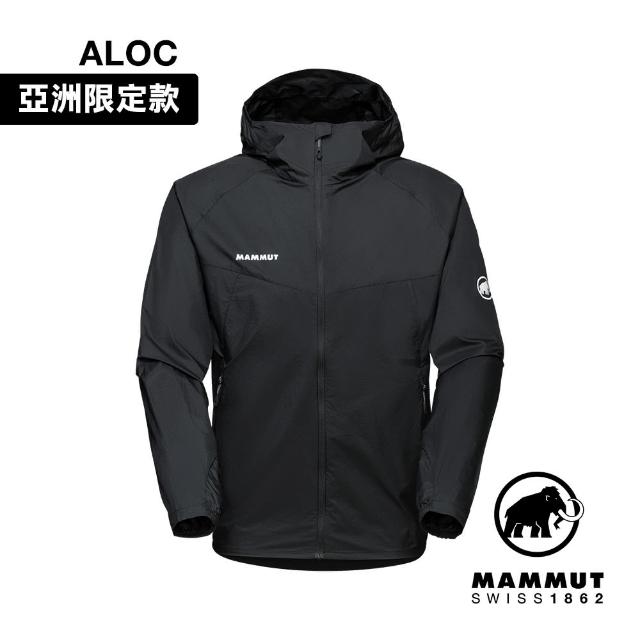 【Mammut 長毛象官方直營】Convey WB Hooded Jacket AF 輕量防潑水連帽風衣外套 黑色 男款 #1012-00530