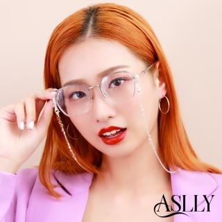 【ASLLY】S1058冰露透銀多邊方框濾藍光眼鏡