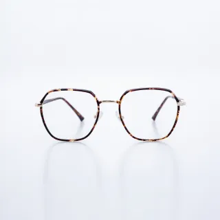 【ASLLY】S1056玳瑁琥珀多邊方框濾藍光眼鏡