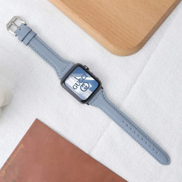 【Mass】AppleWatchSeries S6 38/40mm 磁吸現代風真皮錶帶 金屬扣腕替換腕帶