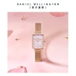 【Daniel Wellington】DW 手錶  Quadro  Melrose 20x26mm珍珠貝麥穗式金屬編織小方錶-玫瑰金