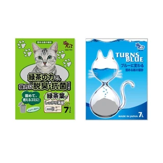 【QQ KIT】日本環保紙砂7L 七包組(變藍色/綠茶)