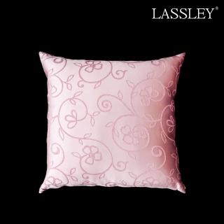 【LASSLEY】方形抱枕-粉花浪漫 65cm(臺灣製造-緞面緹花布抱枕)
