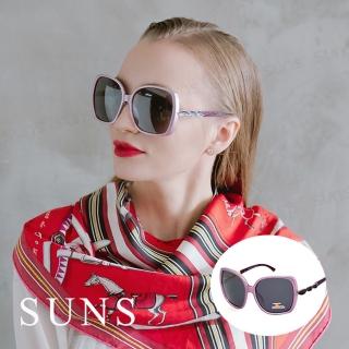 【SUNS】時尚淑女偏光墨鏡 晶漾花樣粉 大框顯小臉 防眩光/抗UV400(名媛款典藏高貴風格 S857)