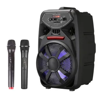 【大聲公】大聲公歡樂型無線麥克風多功能行動音箱/音響/喇叭(雙手持麥克風組)