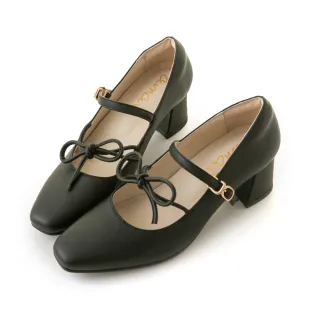 【amai】復古方頭粗跟瑪麗珍鞋 中跟鞋 粗跟鞋 瑪莉珍鞋 跟鞋 英倫風 大尺碼 K01BK(黑色)